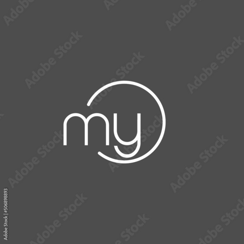 Letter MY logo monogram with circles line style, simple but elegant logo design