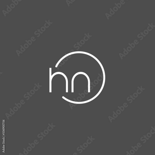 Letter HN logo monogram with circles line style, simple but elegant logo design