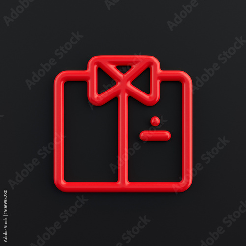 businessman 3d icon, outline red office icon, business symbol, 3d rendering
