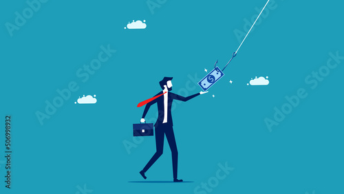 Trapped in a business trap. Businessman deceived by fraudulent money. business concept vector illustration