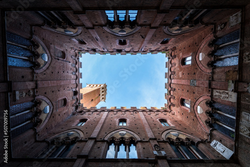 indoor architecture of siena town hall, italy