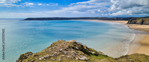 Three Cliffs Bay on the south coast of the Gower Peninsula - Swansea, Wales, United Kingdom