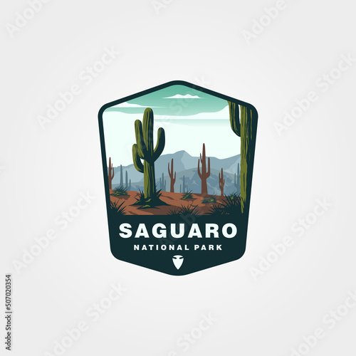 vector of saguaro national park logo patch vector symbol illustration design