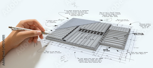 Hand drawing Building foundation technical details