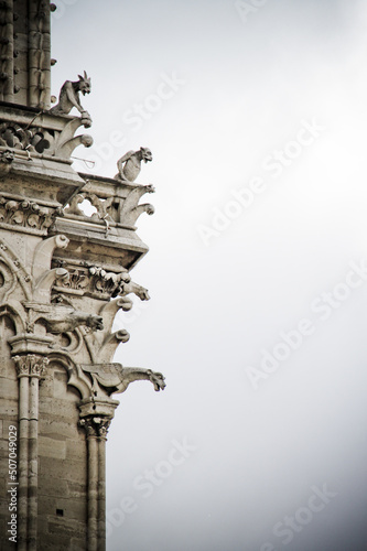 Detail of Notre-Dame de Paris cathedral , Paris, French