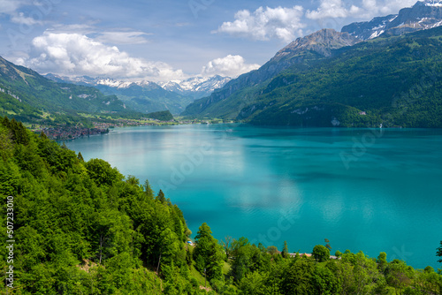 amazing view on alpine lake Brienz in Switzerland