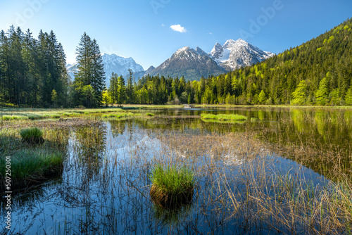 Idyllic view of the Taubensee in Ramsau, Berchtesgaden, Bavaria, Germany