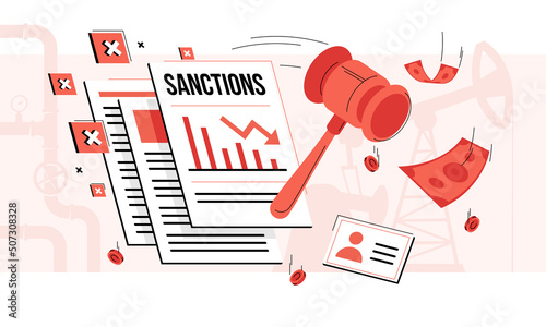 Economic sanctions vector illustration and defend against threats to international peace