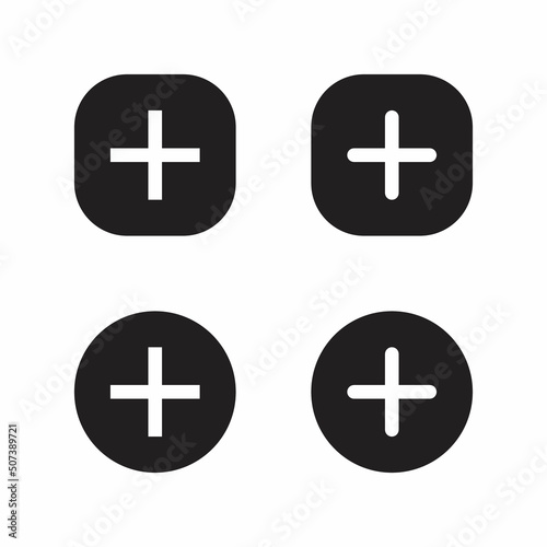 Add button icon vector of social media elements. Cross, plus sign symbol