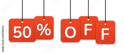 50 % OFF - Special offer for discount sale. Price tag banner vector illustration