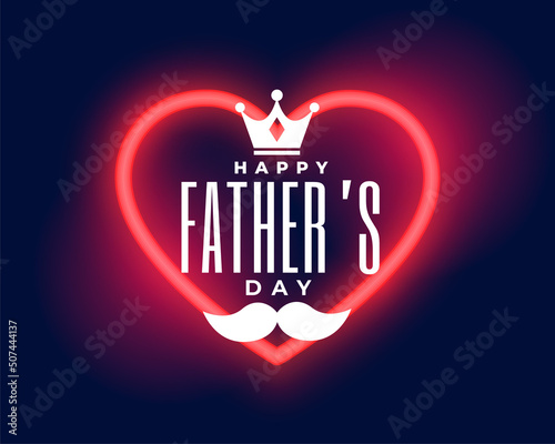 neon heart style happy father's day banner
