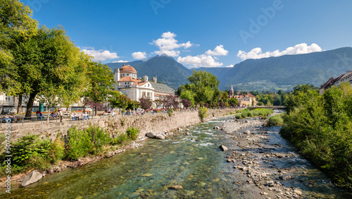 Merano (or Meran) is a city surrounded by mountains near Passeier Valley and Val Venosta (South Tyrol, Italy). The Passer river flows through Merano. It's a popular among famous artists and scientists