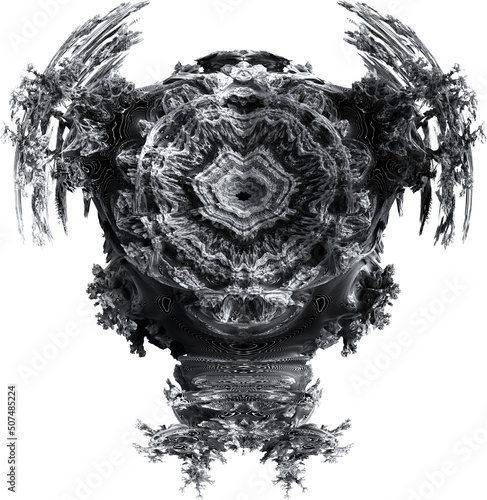 Abstract Organic Monochrome Isolated Surreal Symmetry Fractal Shape