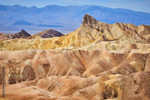 Death Valley sediment formations at Zabriskie Point during day