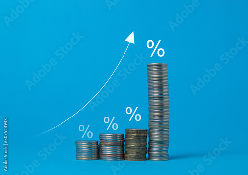 interest rate and dividend concept. return on stocks and mutual funds, long term investment for retirement.