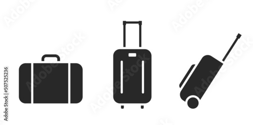 travel bag icon set. vacation, tourism and luggage symbol. isolated vector image