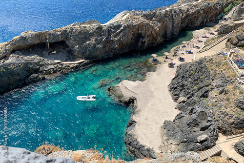 Kalypso cretan village pirate bay in Crete, Greece