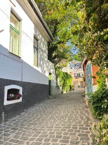 Typical cobbled street of charming little town Szentendre in Hungary