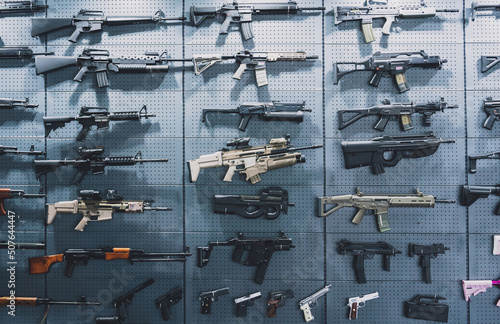 Collection of rifles and carbines on the wall