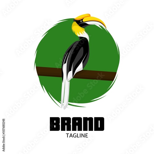 Nice and elegant hornbill premium mascot logo
