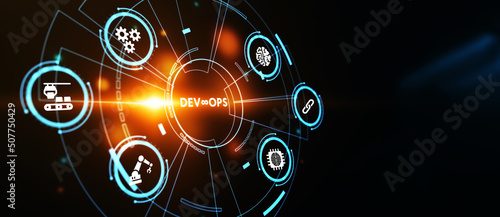 DevOps Methodology Development Operations agil programming technology concept. 3d illustration