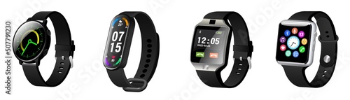 Smart watch hand wearable accessory realistic set
