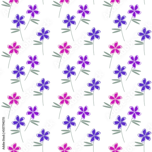 Vector floral seamless pattern. Flat doodle flower ornament wallpaper. Abstract summer holiday backdrop. Design for fabric, textile, clothes print, wrapping paper or package.