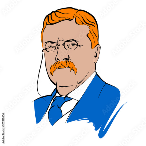 Theodore Roosevelt vector drawing with colored surfaces