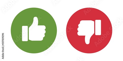 Thumbs up and thumbs down. Social media concept. Like and dislike. Vector illustration.