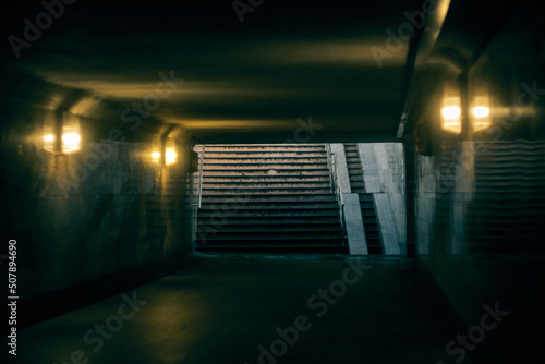 the dark gloomy tunnel of the underpass