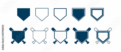 Baseball Home Plate Vector Icon. Crossed baseball. Vector Template Design. Silhouette. Playing. Home base. Sport.