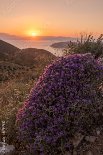 Landschaft kreta Griechenland mit Sonnenuntergang