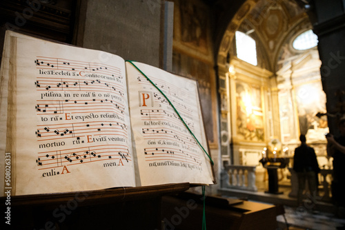 Vintage book for music in the catholic church
