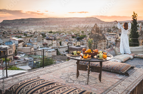 healthy fruit plate on an oriental table in cappadocia