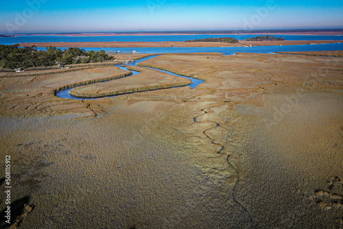 Aerial View of Coastal Wetlands on Hilton Head Island South Carolina