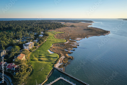 Aerial View of golf course at Harbour Town on Hilton Head Island South Carolina