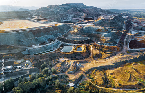 Aerial panorama of copper mine and ore processing plant in Skouriotissa, Cyprus