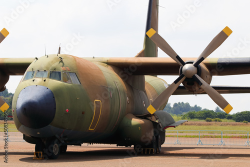 Military Cargo Transport Aircraft Parked At Airport