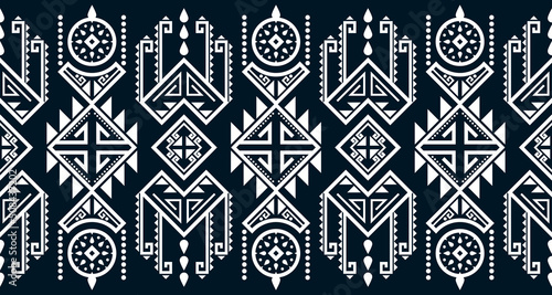 Abstract ethnic geometric print pattern design repeating background texture in black and white. EP.11
