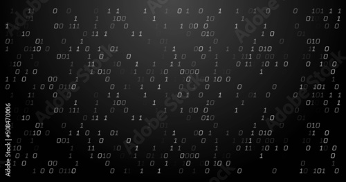 Image of binary coding data processing over black background