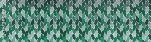 Abstract modern green mosaic porcelain stoneware cement tile with cable pattern or leaf pattern texture background banner panorama