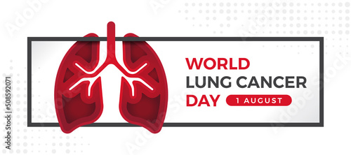 World lung cancer day - text and abstract red lung sign in black frame on dots texture background vector design