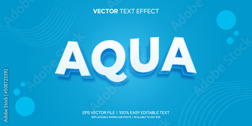 Aqua blue water 3d style modern editable text effect