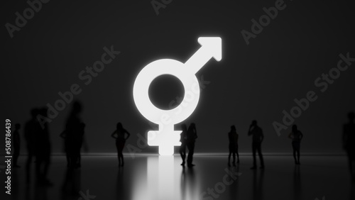 3d rendering people in front of symbol of transgender on background
