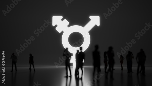 3d rendering people in front of symbol of transgender alt on background