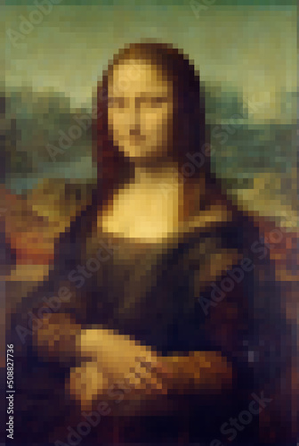 Leonardo da Vinci's Mona Lisa, La Gioconda. Blurred antique illustration.