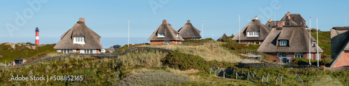 Traditional thatched roof houses in Hörnum, Sylt, Schleswig-Holstein, Germany