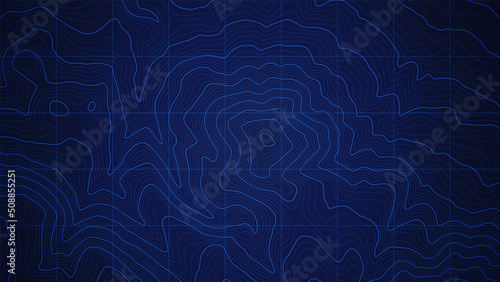 Sea Depth Vector Abstract Topographic Map Conceptual User Interface Dark Blue Background. Bermuda Triangle Underwater Area Illustration. Topography Relief Territory Cartography Art Wide Wallpaper