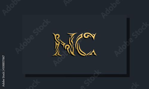 Luxury initial letters NC logo design. It will be use for Restaurant, Royalty, Boutique, Hotel, Heraldic, Jewelry, Fashion and other vector illustration