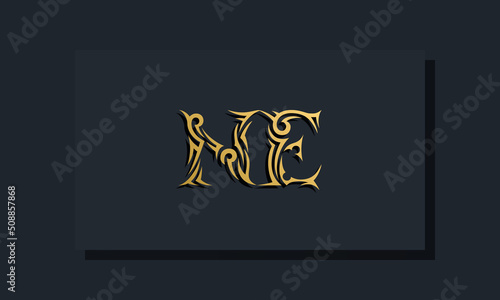Luxury initial letters NE logo design. It will be use for Restaurant, Royalty, Boutique, Hotel, Heraldic, Jewelry, Fashion and other vector illustration